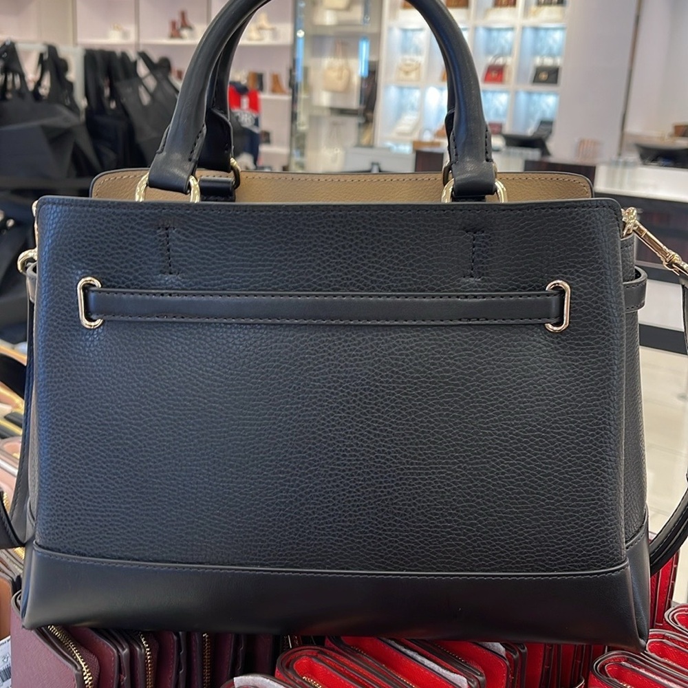 Michael Kors Mercer Lg Top-Zip Belted Satchel Crossbody CZip Bag Purse 
Black - Picture 4 of 16